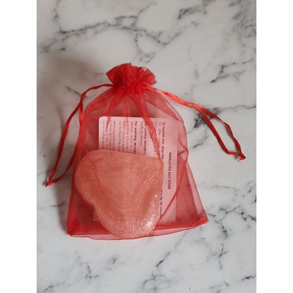 Saltability Himalayan Salt Heart-Shaped Massage Stone With Red Organza Bag - Picture 2 of 4
